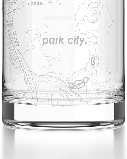 Well Told Engraved Park City Utah Map Rocks Glass, Old Fashioned Glassware (11 oz, Clear) Etched Bourbon Tumbler, Gifts For Whiskey Lovers