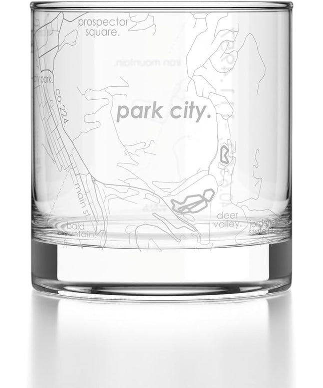 Well Told Engraved Park City Utah Map Rocks Glass, Old Fashioned Glassware (11 oz, Clear) Etched Bourbon Tumbler, Gifts For Whiskey Lovers