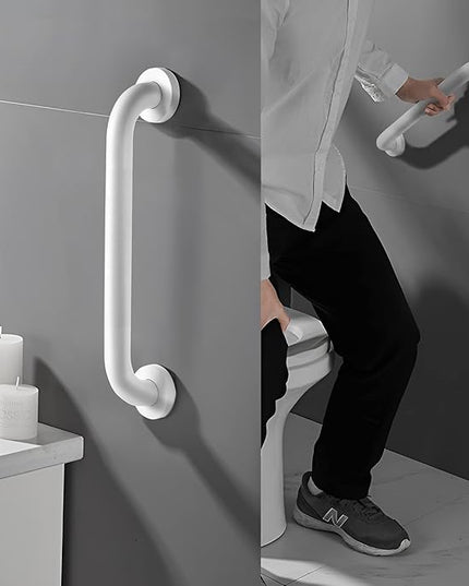 Shower Grab Bar, 2 Pack 24 Inch White Bathroom Grab Bar, 1.25" Diameter 304 Stainless Steel Anti-Slip Grab Bars for Bathtubs and Showers, Handicap Shower Grab Bar for Seniors Elderly