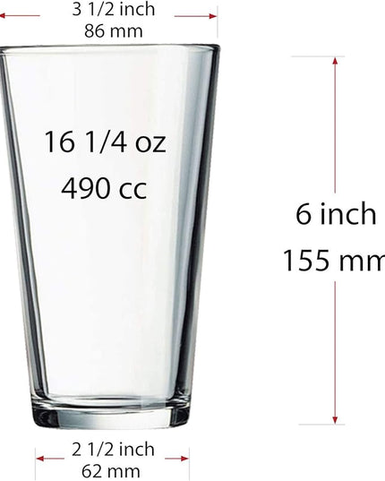 Set of 12 - Drinking Glasses 16 oz Highball Glasses Water Glass Cups Pint Glass Beer Glass Tumblers Bar Glass Design for Home and Kitchen