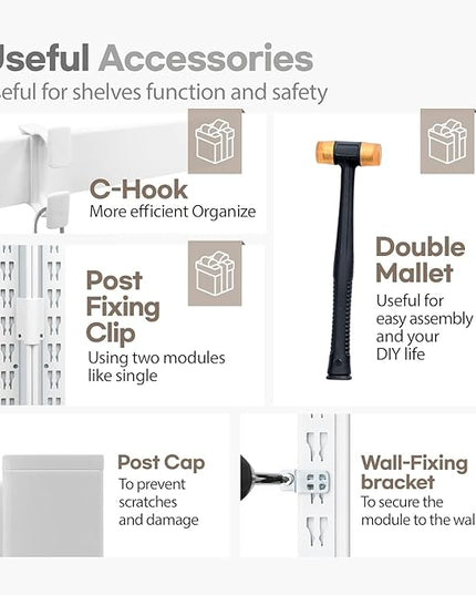 HOMEDANT House 5 Tier Laminated Metal Shelving Unit Adjustable Storage Utility Rack Heavy Duty Shelves Organization Multipurpose Shelf Kitchen Garage Pantry Closet (10, (S) 24.4" W, White)