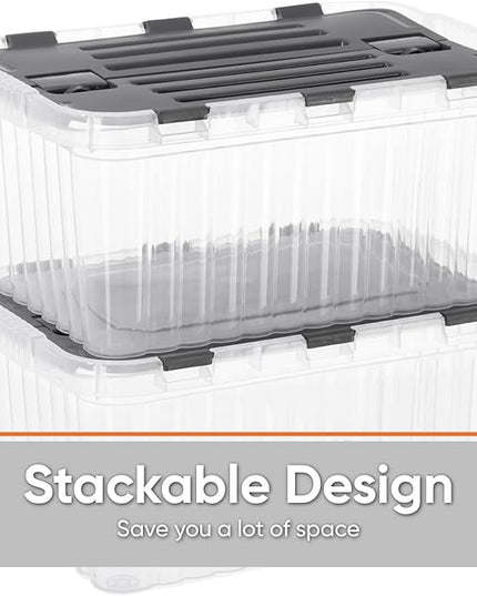 Superio 26 L Deep Storage Container with Hinged Lid 27.5 Quart (6 Pack)