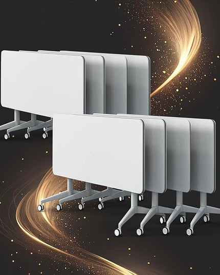 Conference Table, Folding Conference Room Tables, Modern Flip Top Seminar Training Meeting Table with Wheels, Modular Foldable Conference Tables for Home Office Classr (White 8 Pack, 63inch)