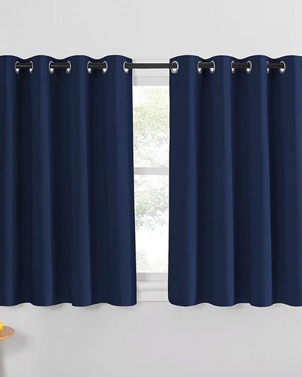 NICETOWN Blackout Curtain and Drape for Kitchen - Thermal Insulated Solid Grommet Top Blackout Panel/Drapery for Kid's Room (Navy, 1 Panel, 52 x 54 inches)