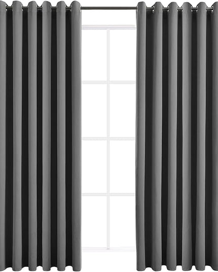 Blackout Curtains for Bedroom Thermal Insulated Solid Grommet Window Drapes Extra Wide for Sliding Door, Set of 2 Curtain Panels 84 W x 108 L Inches Dark Gray