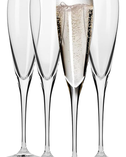 Krosno Champagne Glasses, Set of 4, 5.7 fl oz, Lead-Free Glass, Champagne Flutes for Prosecco, Sparkling Wine, Champagne and Mimosas, Dishwasher Safe, Made in Europe
