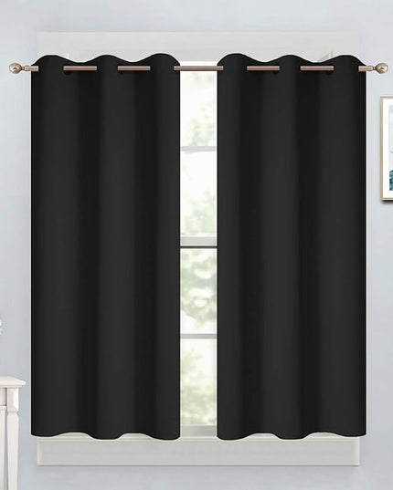 Yakamok Blackout Curtains for Bedroom, Room Darkening Thermal Insulated Grommet Window Drapes for Living Room, 38W x 45L, Set of 2