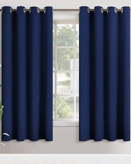 YoungsTex Navy Blue Blackout Curtains 72 Inches Length for Bedroom - Thermal Insulated with Grommet Room Darkening Drapes for Living Room Privacy Light Shading, 2 Panels, 52 x 72 Inch