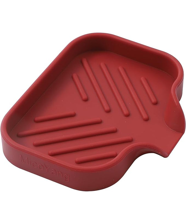 Silicone Bathroom Soap Dishes with Drain Spout-Bathroom and Kitchen Sink Organizer,Sponge Holder,Dish Soap Tray,Perfect for Dispenser,Scrubber,Bottle,Cup on Sink or Counter-Red 4.9"×3.2"