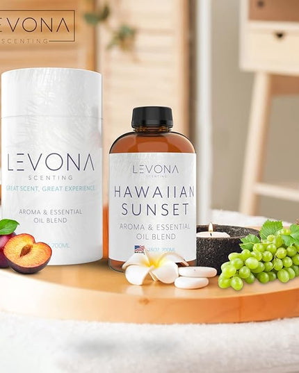 Levona Scent Essential Oils For Diffusers For Home Luxury Scents - Hawaiian Sunset Aroma Oil - Fragrance Oil With Mandarin Citrus + Dash Of Peppermint Essential Oil - 700Ml Oil Diffuser Essential Oils
