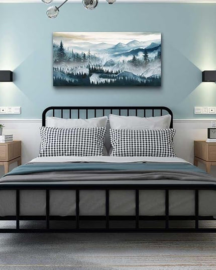 hyidecorart Fog Forest Landscape Wall Paintings Canvas Wall Art For Living Room Bedroom Wall Decor Modern Home Decor Office Decorations Stretched And Framed Ready To Hang Pictures Works 40x20