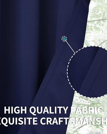 BGment Kitchen Curtains for Small Windows, 45 inch Curtains 2 Panels Set Blackout Room Darkening Thermal Insulated Short Drapes, 38 x 45 Inch, Navy Blue