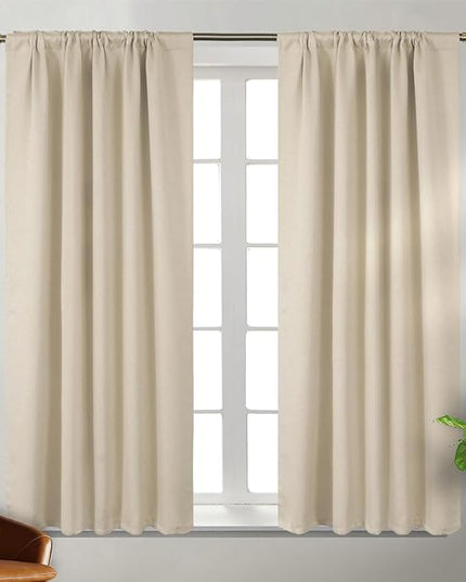 BGment Champagne Blackout Curtains 54 Inches Long for Bedroom - Thermal Insulated Room Darkening Rod Pocket and Back Tab Curtains for Living Room, 2 Window Curtains Panels, 42 x 54 Inch, Champagne
