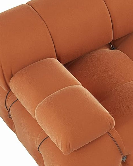 JACH Convertible Modular Sectional Couch, 104" Minimalist Mid-Century Velvet Sofas, Modern Comfy Deep 3-Seat Couches Sectional for Living Room Office Apartment (Orange)