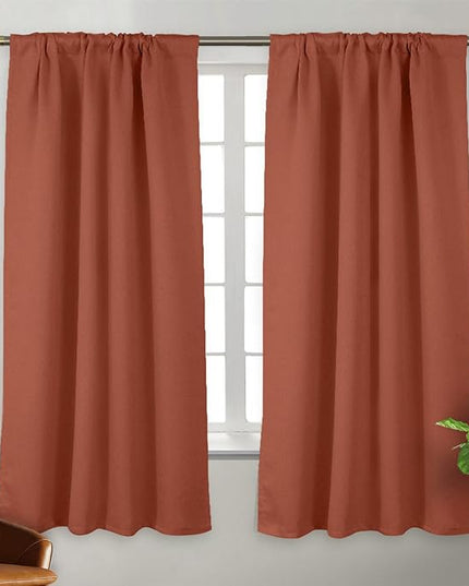 BGment Terracotta Curtains 63 inch Length for Bedroom - Thermal Insulated Blackout Noise Reducing Energy Efficiency Rod Pocket and Back Tab Fall Curtains for Living Room, 2 Panels, Each 38 x 63 Inch