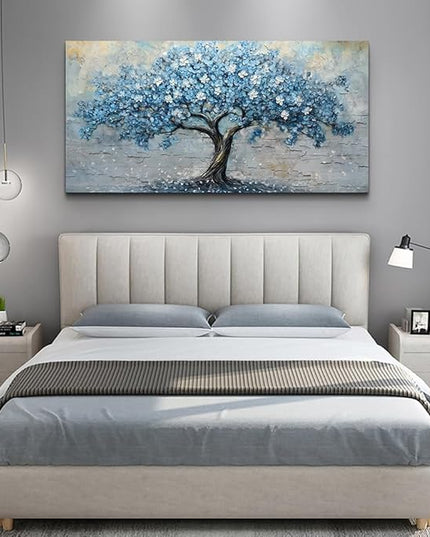 Wapluam Living Room Vintage Wall Art Large Canvas Wall Decor Art For Bedroom Office Decorations Blue Tree Wall Paintings Abstract Wall Pictures Artwork Ready To Hang Modern Farmhouse Home Wall Decor