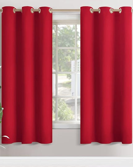 YoungsTex Red Blackout Curtains for Living Room - 72 Inch Length Thermal Insulated Drapes with Grommet Room Darkening for Bedroom Dining Light Blocking, 2 Panels, 42 x 72 Inch