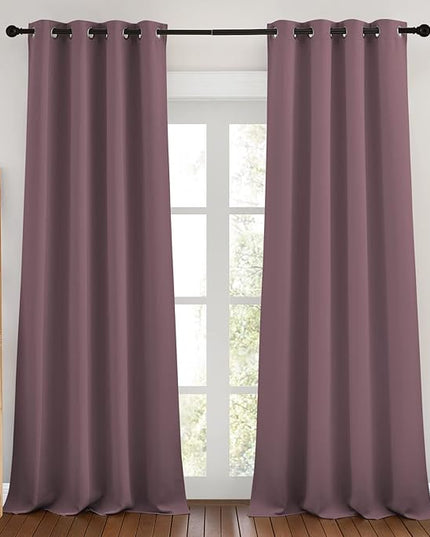 NICETOWN Blackout Curtains 90 inch Length - Triple Weave Energy Saving Sound Reducing Thermal Insulated Solid Grommet Blackout Drapes for Bedroom/Living Room (1 Pair, W46 x L90, Dry Rose)