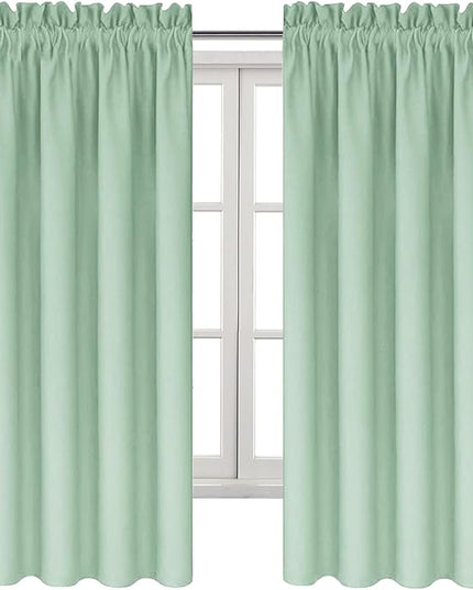 DWCN Blackout Curtains Room Darkening Thermal Insulated Bedroom Curtains Window Curtain Panels, 42 x 63 inches Long, Set of 2 Light Green Rod Pocket Drapes