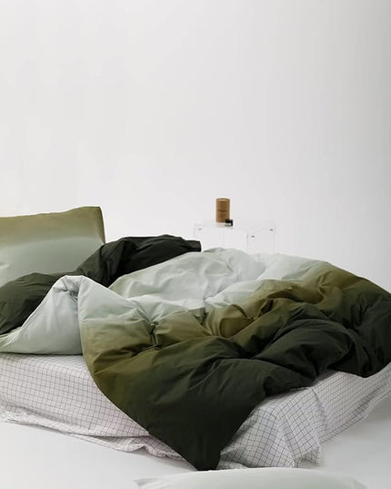 Houseri Gradient Green & White Comforter Set - Green & Cream Bedding - King Size