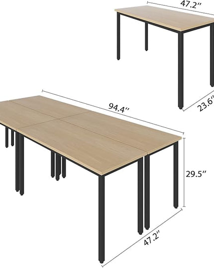 Bonzy Home 8FT Conference Table with Chairs Set, 94.4"x47.2"x29.5" Tables & 10Pcs Office Chairs, Meeting Room Study Printer Podcast Seminar Table Set for 10 People, Natural