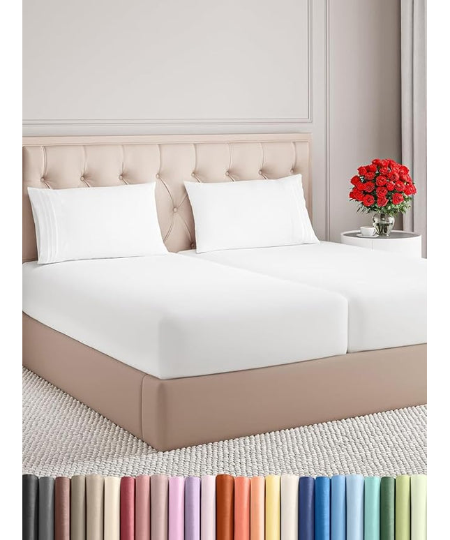 Split King Size 5 Piece Sheet Set - Comfy Breathable & Cooling Bed Sheets Set - Hotel Luxury Bedding for Women, Men, Kids, Teens, Boys & Girls - Deep Pockets, Soft and Wrinkle Free - Oeko-Tex - White