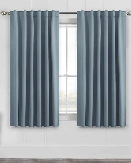 H.VERSAILTEX Blackout Curtains Thermal Insulated Window Treatment Panels Room Darkening Blackout Drapes for Living Room Back Tab/Rod Pocket Bedroom Draperies, 52 x 63 Inch, Stone Blue, 2 Panels