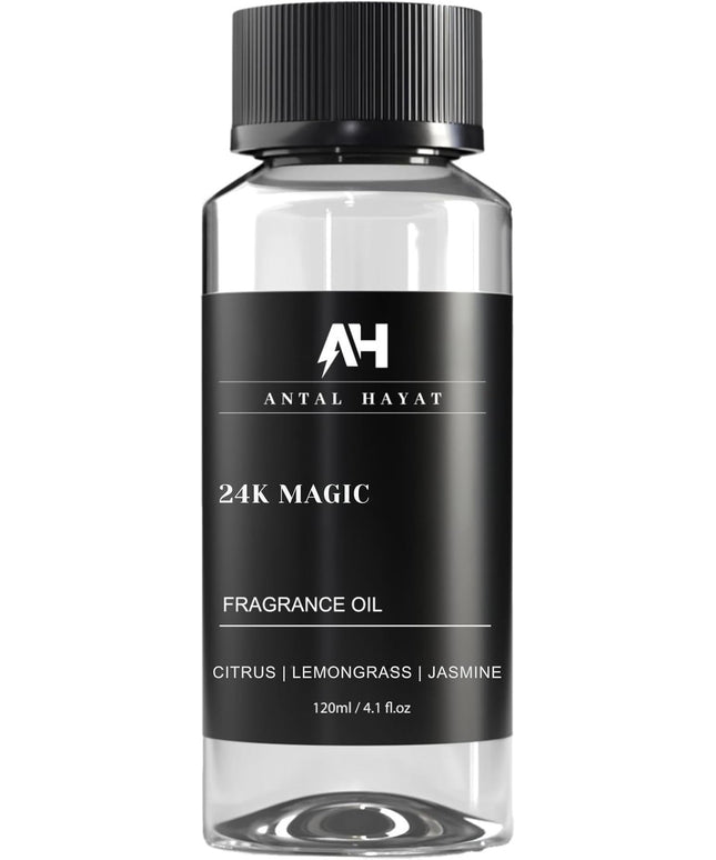 24K Magic Diffuser Oil 120mL – Hotel Scented Essential Oil for Diffuser – Inspired by W Hotels – Luxury Aromatherapy Oil Blend – Bergamot, Jasmine, Lemongrass, Musk