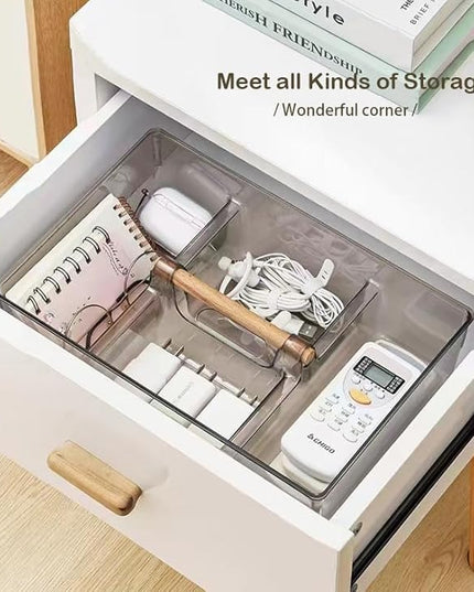 RS ONE Cosmetic storage box | Large-capacity cosmetic box holder, suitable for countertop dressing table and bathroom table storage (Transparent gray)