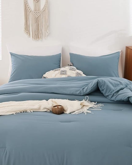 ROSGONIA Dusty Blue Twin/Twin XL Comforter Set for Boys Girls, 1 Blue Comforter & 1 Pillowcase, Lightweight Kids Comforter All Season Dorm Bedding