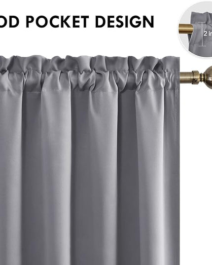 DWCN Grey Room Darkening Blackout Curtains - Thermal Insulated Privacy Energy Saving Window Curtain Drapes 52 x 54 inch Length, Set of 2 Bedroom Living Room Curtains