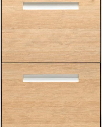 Laura Davidson Furniture Stockpile 2 Drawer Mobile File Cabinet with Lock - Under Desk Metal Filing Cabinet, Legal/Letter File Folders, Wheels and Stationary Feet, Pre-Assembled, White/Wood