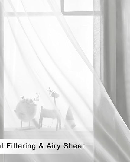 Hiasan Extra Long Blackout Curtains with Sheer Overlay Thermal Insulated Double Layer Curtains for Bedroom Living Room, 2 Panels with Tiebacks, Silver Grey, 52W X 120L