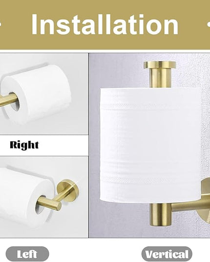 TURS Brushed Gold Bathroom Hardware Set 5 Piece, SUS304 Stainless Steel Bath Towel Bar Set, 24 Inch Bathroom Accessories Kit Wall Mounted