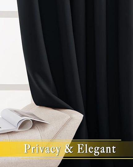 NICETOWN Blackout Curtain for Sliding Glass Door, Patio Door Curtains, Thermal Insulated Wide Drapes/Draperies Light Blocking for Bedroom/Porch (Black, 1 Panel, 80" W by 108“)