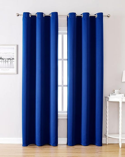 ChrisDowa Grommet Blackout Curtains for Bedroom and Living Room - 2 Panels Set Thermal Insulated Room Darkening Curtains (Royal Blue, 42W x 84L)