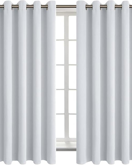 BGment Room Darkening Curtains 63 Inches Long - Grommet Thermal Insulated Drapes Window Treatment Curtains for Bedroom, 2 Panels, 70 x 63 Inch, Greyish White