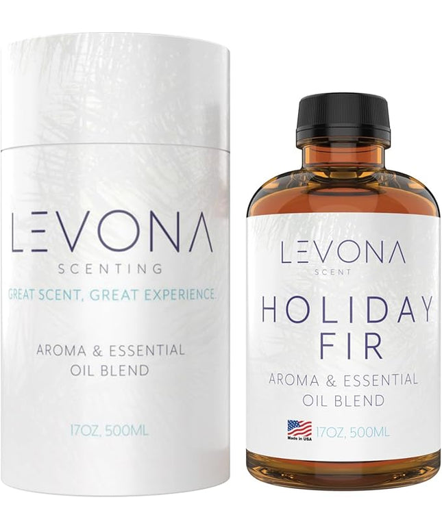 Levona Scent Essential Oil - Fresh Aroma for Home, Office, Hotel & Spa, Perfect in Humidifiers and Diffusers, Luxury Fragrance, with Sandalwood, Amber, Winter Fir Notes - 500ml/ 17 fl oz, Holiday Fir