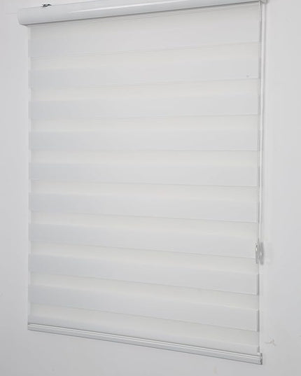 Shadesu Custom Size Zebra Blinds for Windows, 31" W x 72 H, White, Dual Layer Free-Stop Zebra Shades, Light Control for Day and Night, Sheer Blinds for Indoor Windows, Bedroom, Kitchen