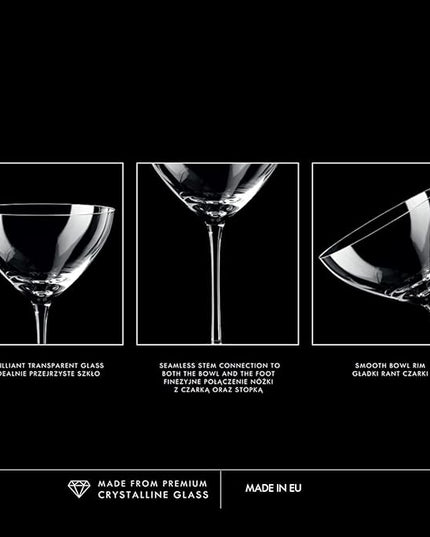 Krosno Martini Cocktail Glasses, Set of 6, 8.3 oz, Harmony Collection, Ideal for Cocktails, Frozen Desserts, Dishwasher Safe, Made in Europe
