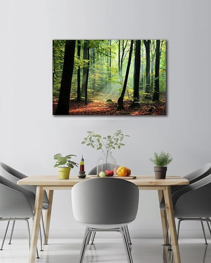 Nature Wall Art Large Forest Art Canvas Wall Decor Green Tree Canvas Print Artwork Decor for Living Room Mountain Wall Art Landscape Pictures for Bedroom Home Office Decorations (32x48inches)
