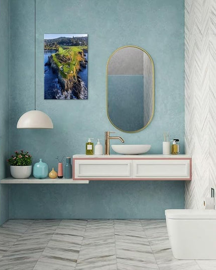 Pebble Beach Golf Course Canvas Wall Art for Living Room Bedroom Bathroom Home Decorations Sports Landscape Office Room Decor Golf Framed Artwork Giclee Prints Ready to Hang(28''W x 44''H)