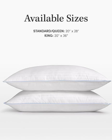 eLuxurySupply 2-Pack Premium Bed Pillows - Medium Density and Medium Loft Ideal for Back and Side Sleepers - 100% Cotton Casing - 20"X36" King Size