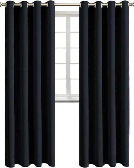 BGment Blackout Curtains for Living Room - Grommet Thermal Insulated Room Darkening Curtains for Bedroom, 2 Panels of 52 x 95 Inch, Black