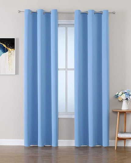 ChrisDowa Grommet Room Darkening Curtains for Bedroom and Living Room - 2 Panels Set Thermal Insulated Blackout Curtains (Sky Blue, 42W x 84L)
