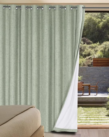 H.VERSAILTEX Linen Blackout Curtains Durable Thick Textured Linen Look 100% Blackout Patio Door Curtain Anti Rust Grommet Extra Wide Sliding Door Curtain Panel, W100 x L108 inch - Sage