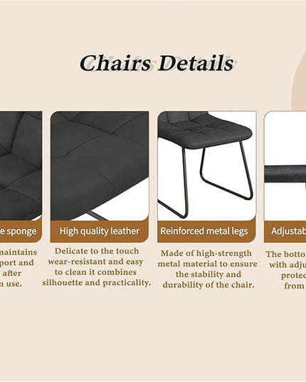 ZckyCine 67" Expandable Dining Table Set for 6, 7-Piece Modern Dining Room Table Set with Gray Wood Grain Finish and Upholstered Chairs, Extendable Kitchen Table with Black Metal Legs