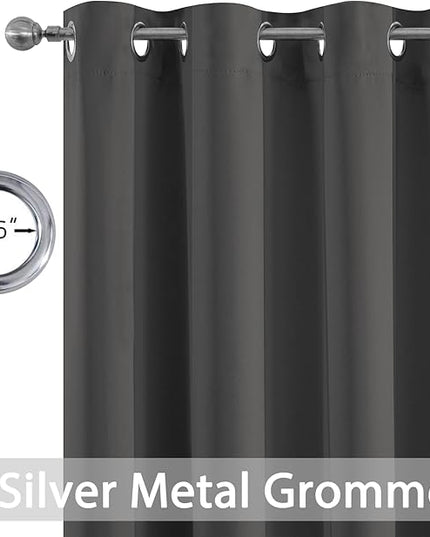 Yakamok 96 Inch Long Blackout Curtains for Bedroom, Thermal Insulated Room Darkening Curtains, Light Blocking Blackout Drapes for Living Room- 2 Panels,52x96 Inch, Charcoal Grey