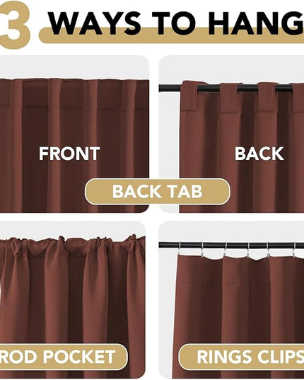 H.VERSAILTEX Blackout Curtains Thermal Insulated Window Treatment Panels Room Darkening Blackout Drapes for Living Room Back Tab/Rod Pocket Bedroom Draperies (2 Panels, Rust, 52 x 63 Inch)