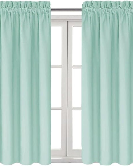DWCN Blackout Curtains for Living Room Thermal Insulated, Energy Saving & Noise Reducing Bedroom Curtains, Mint Green, W 42x L 54 Inch, Set of 2 Rod Pocket Curtain Panels